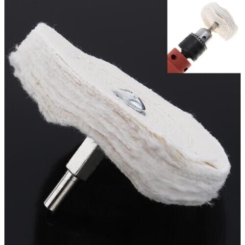 3 Inch T-shaped White Cloth Polishing Wheel Mirror Polishing Buffer Cotton Pad with 6mm Shank Diameter for Surface Polishing