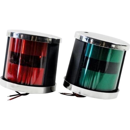 1 Pair Stainless Steel Universal 12-24V Marine Boat Yacht Red & Green LED Navigation Side Bow Lights for Ship Cruising