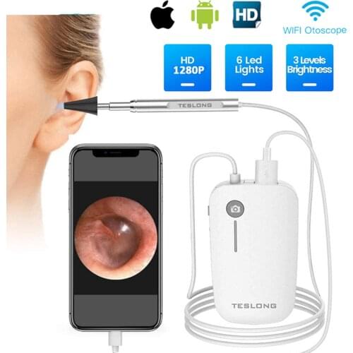 WiFi Otoscope 3.9mm/5.0mm Ear Cleaning Endoscope HD 1080P Wireless Ear Camera 5-Axis Gyroscope Earwax Removal Tool for Kids
