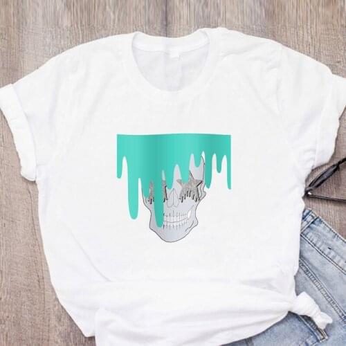 Skull Lightning Graphic T Shirt Gothic Harajuku Streetwear Sumeer Clothes For Women Tshirt Manga T-Shirt Female Tops