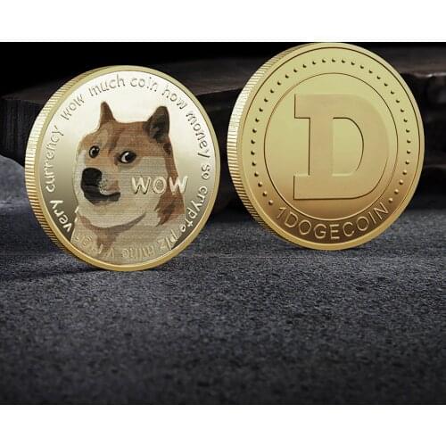 Gold Dogecoin Coin Commemorative Coins Cute Dog Pattern Dog Souvenir Coin