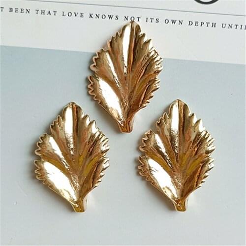 10 PCS 43*29mm Fashion Metal Alloy KC Gold Leaves Pendant Connectors Charm For Jewelry Making