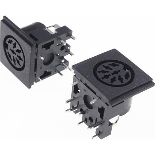 100 pcs 262 Degree 8 Pin DIN Female Socket Solder PCB Panel Mount Right Angle Circular Receptacle Jack Chassis Push-Pull Power