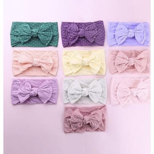 2019 Fashion Baby Girls Nylon Headbands,Top Knot Bows Polka Dot Wide Turban Headwraps,Children Kids Girls Knot Headwear Hair