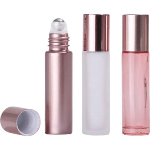 24pcs Empty Portabel Rose Gold Glass Roll On Roller Bottle for Essential Oils Refillable 10cc Perfume Deodorant Containers