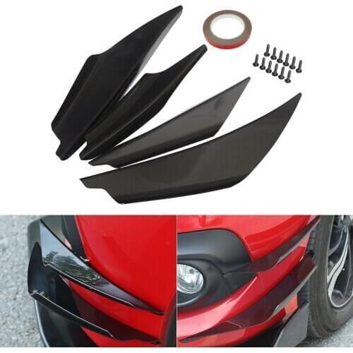 4 Pcs Spoiler Front Bumper Side Canards Splitter Fins Universal Black For Car-styling Auto Accessories