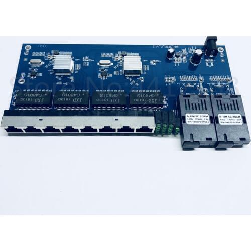 5pcs 1000M Gigabit Ethernet switch Ethernet Fiber Optical Media Converter Single Mode 8 RJ45 UTP and 2 SC fiber Port Board PCB