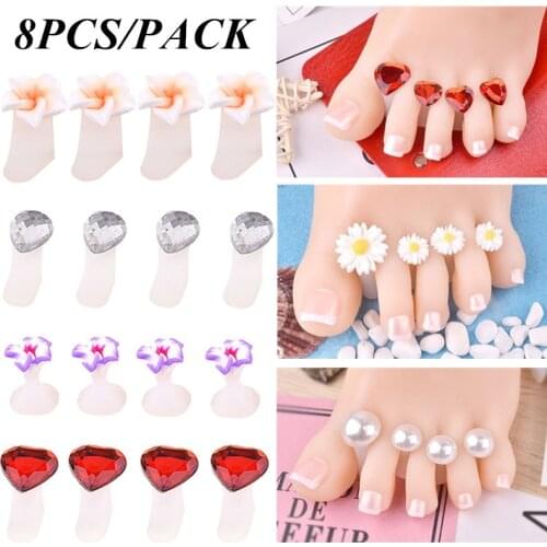 8Pcs/Set Soft Silicone Toe Separator Foot Manicure Salon Pedicure Manicure Tool Pedicure Care Nail Tool Flower Stand Accessories
