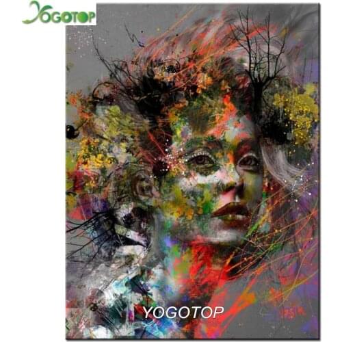 Abstract beauty diamond embroidery diy painting full square round diamond mosaic picture of rhinestones portrait icon YY2882