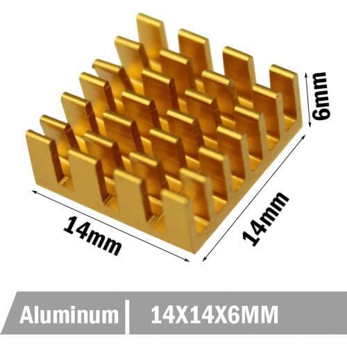 100Pcs 14x14x6mm Golden Broken groove Aluminum Heat Sink Radiator Heatsink for CPU,GPU, Electronic Chipset heat dissipation