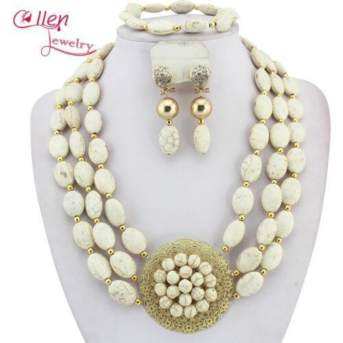 White African hot Jewelry Set Nigerian African Wedding Beads Jewelry Set hot Beads Necklace Set W7554