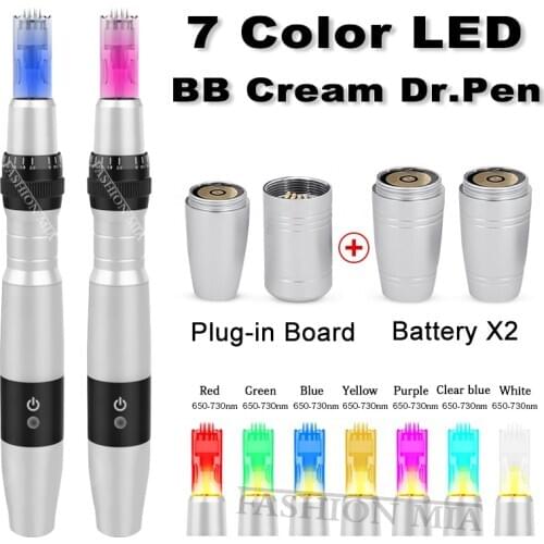 Wireless Electric 7 Color LED Light Derma Pen Microneedle Therapy Beauty Dr pen with Recharge Battery for Anti Scar Acne Wrinkle