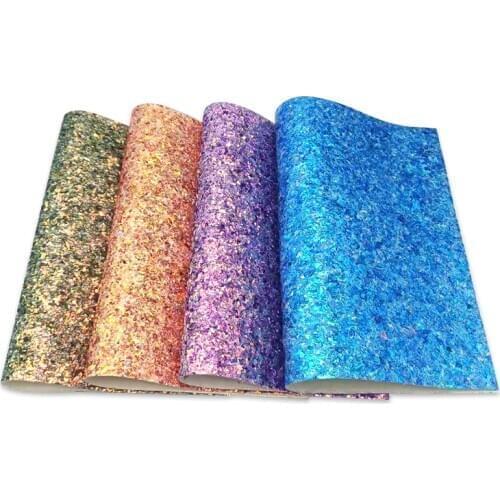 Sparkling Bright Colors Multicolored Glitter Faux Leather Fabric Sheet for Making Hair Bow/Crafts/Shoe/Bag