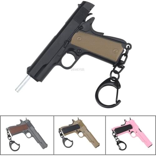 Hunting Gun Shape Keyring Portable Tactical 1911 Pistol Shape Keychain 1911 Model Backpack Decorative Plastic Keychain Holder