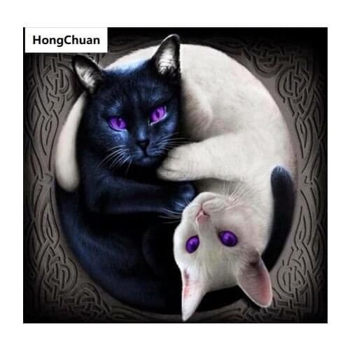 Fast delivery couple cat 5D DIY square/round diamond paintingmosaic crossstitch homedecoration mural Christmas gift for New Year