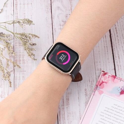 Diamond Bumper Protective Case for Apple Watch Cover Series 6 SE 5 4 3 2 1 38MM 42MM For Iwatch 6 5 4 40mm 44mm watch band strap