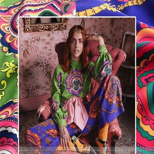 European brand classic digital printing fabric, messy linen fabric, sewing fabric factory store is not out of stock