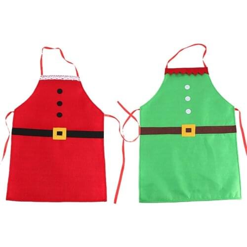 D08D Christmas Apron Adult Elf Aprons Santa Apron Adjustable for Xmas Party Chef Cooking Restaurant House Cleaning Gardening