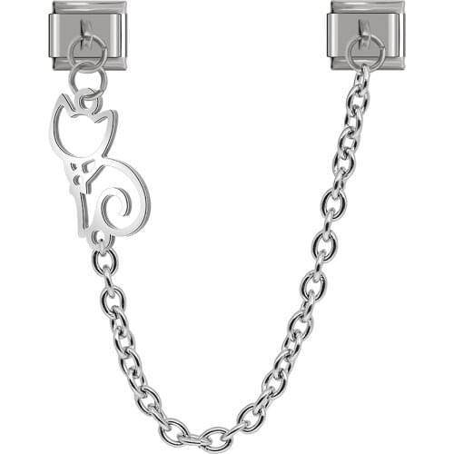 Hapiship New Original Design Cute Cat Fish Angel Wing Chain Link Italian Fit 9mm Bracelet Stainless Steel Making Jewelry DJ294