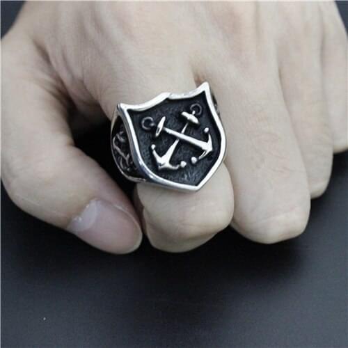 Personal Design Anchor Cool Ring 316L Stainless Steel Fashion Jewelry New Gothic Style Biker Anchor Ring