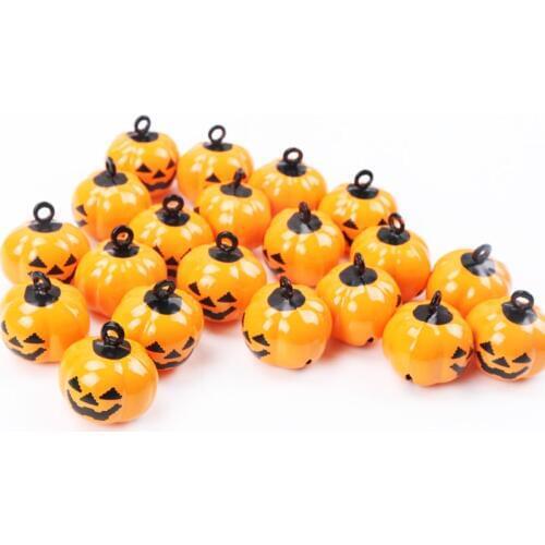 5pcs Jingle Bells Pumpkin Halloween Festival Ornament Metal Bell For Home Party Tree Pendant Decoration DIY 19x19mm MZ380