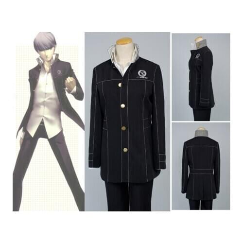 Shin Megami Tensei Persona 4 Yu Narukami Yasogami Cosplay Costume High School Uniform Suit Black Outfit Hat for Men Adult Boys