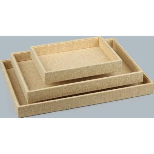 Bulk Linen Jewelry Plate Jewelry Display Box Flax Jewelry Storage Tray Empty Plate Wholesale Bracelet Necklace Display Holder