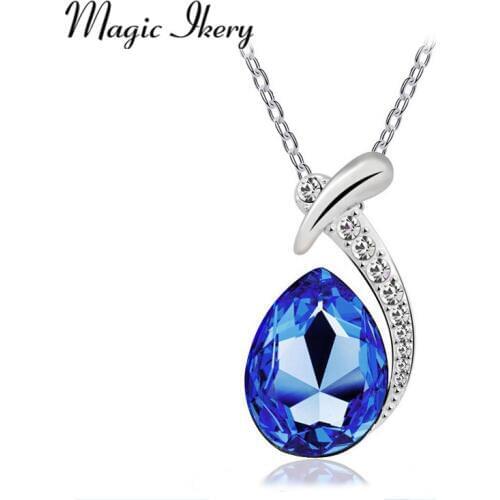 Magic Ikery Korea White Gold Color Necklace Make With Elements high-grade Crystal Jewelry Free Shipping MKJ151