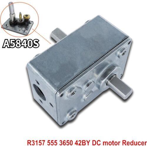 A5840S Metal Turbine Worm Double shaft Square Right Angle transmission DC Gearbox For R3157 555 3650 42BY DC motor Reducer