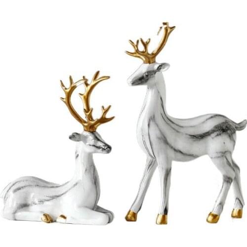 Nordic Creative Resin Marble Deer Modern Home Accessories Simulated Animal Decorative Ornaments