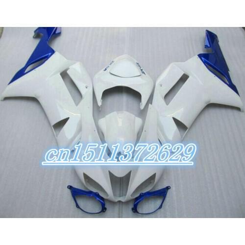 Dor-bodywork kit for Kawasaki Ninja fairings 636 ZX6R 07 08 white blue ZX-6R 2007 2008 fairing kit D