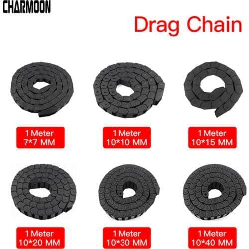 1Meter Plastic Transmission Drag Chain for Machine Cable Drag Chain Wire Carrier with end connectors for CNC Router Machine Tool