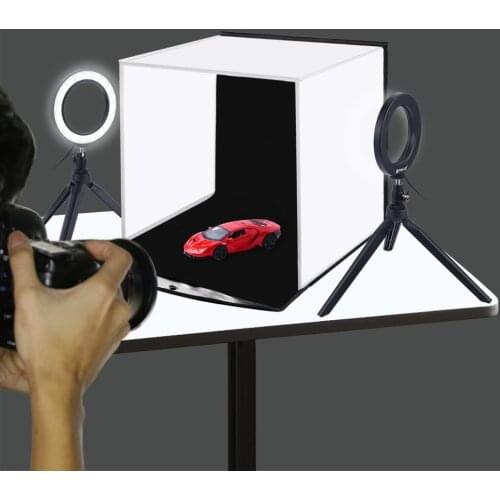 PULUZ Portable Softbox 30*30cm Light Box Studio Tent Tripod LED Lamp Backdrops Kit With LED Ring Tripod 6 Colors Backdrops