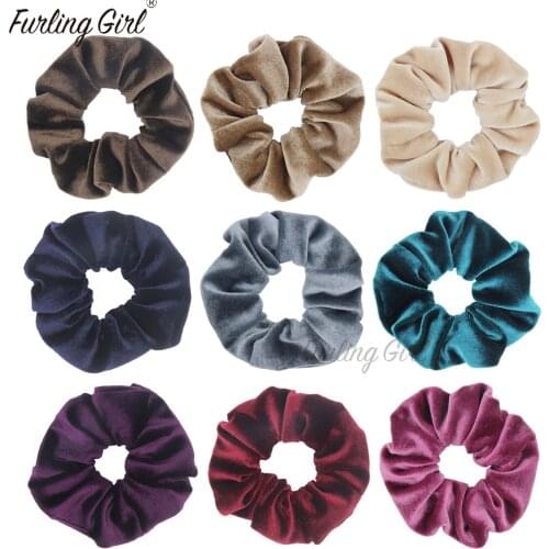 Furling Girl 1 PC Solid Color Velvet Hair Scrunchies Korean Velvet Elastic Hair Bands Middle Size Hair Tie Hair Accessories