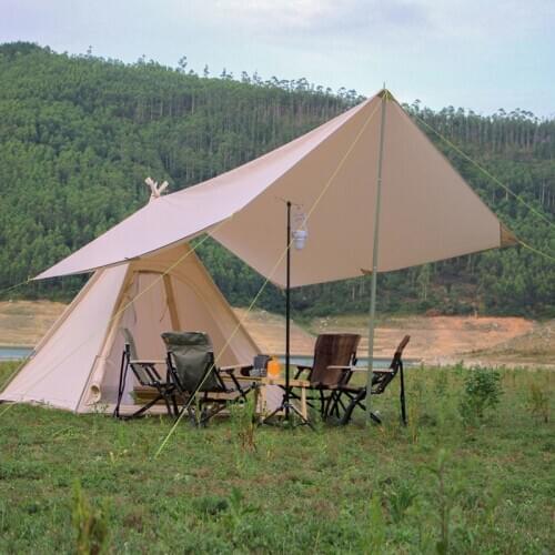 Top grade Luxury Indian yurt awning 3*4m Large multiplayer steel pole outdoor camping cotton fabric awning