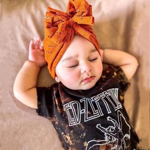 Lovely Flower Bowknot Baby Hat Solid Color Hollow Out Cap Turban Hat Infant Cap Bonnet Headwraps Toddler Kids Hat Bonnet Beanie