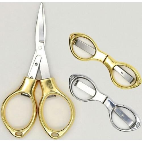 Plated Stainless Steel Fishing folding Scissors Cutters Pliers Hook Remover Foldable Easy to Carry Silver Golden Color Random
