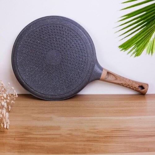 Household Pancake Pan Nonstick Crepe Griddle Egg Omelette Frying Skillet With Wooden Handle Convenient For Hanging And Storing