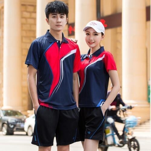 Tennis sport shirt male /female ,golf badminton t-shirt clothes ,ping pong jersey shorts, quickly dry sport game shirt men kits