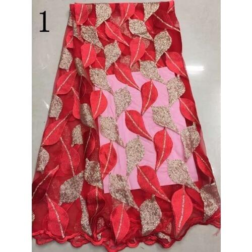 Top quality mesh base dyed yarn polyester embroidery paillette leaf motif lace fabric,7 colors available,XERY-SJ160807D
