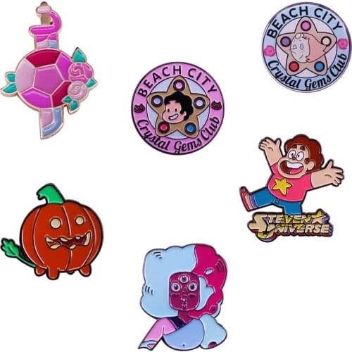 Cartoon Steven Universe Pin Garnet Crystal Gems Brooch Funny Coat Jacket Accessory For Kids Friends