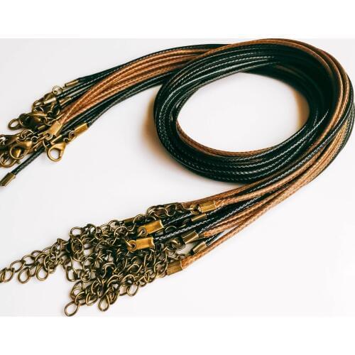 Handmade Adjustable Black Bronze Leather Cord Lobster Clasp Chain Pendant Necklace Charms for Jewelry Finding 40pcs/lot