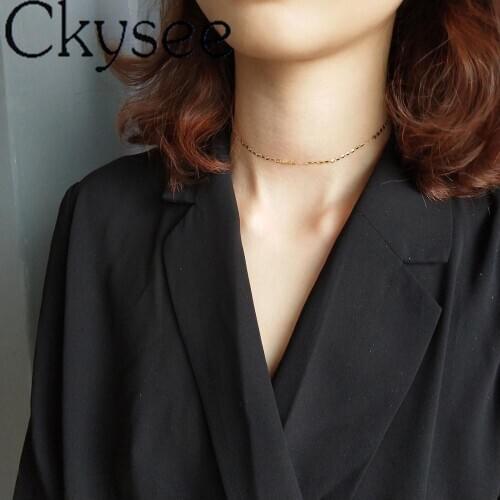 Ckysee News Gold Color Real 925 Sterling Silver Pig Nose Buckle Chain Necklace For Fashion Women Minimalist Charms Jewelry