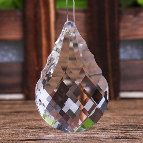 1pc Chandelier Clear Glass Crystal Faceted Twill Lamp Prism Hanging Drop Pendant Jewelry DIY Decors Accessories 50x35mm