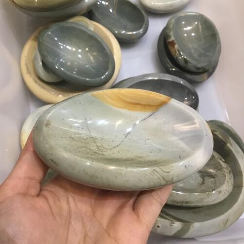 1 pc 350-450g Natural Ocean jasper Ashtray Ornament oval Polychrome Stone for home decoration