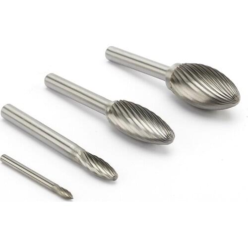 Noreturn 1pcs Rotary file Tungsten Steel Hard Metal Black Steel File Single Groove H-shaped torch file Size3-16mm