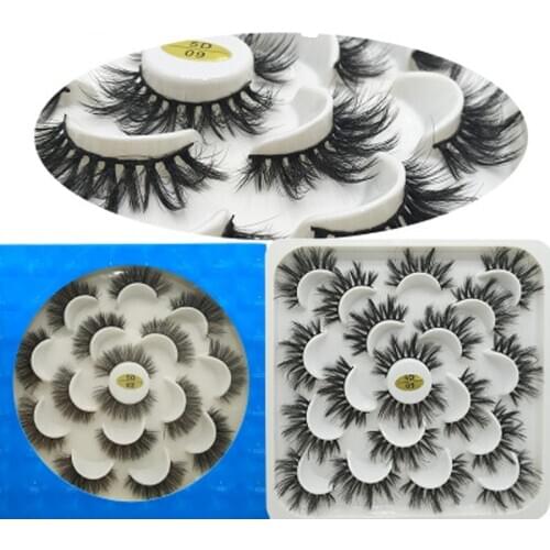 10 Pairs Lasting Eyelashes 5D False Eyelashes Fluffy Wispy Volume 3D Faux Mink Lashes Reusable False Eyelashes