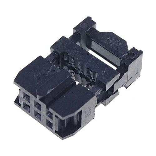 10 Pcs 0.100" 2.54mm 6 Pin dual Row IDC Connector 2 rows 6 position Rectangular Female Socket Receptacle Ribbon Cable FC-6P