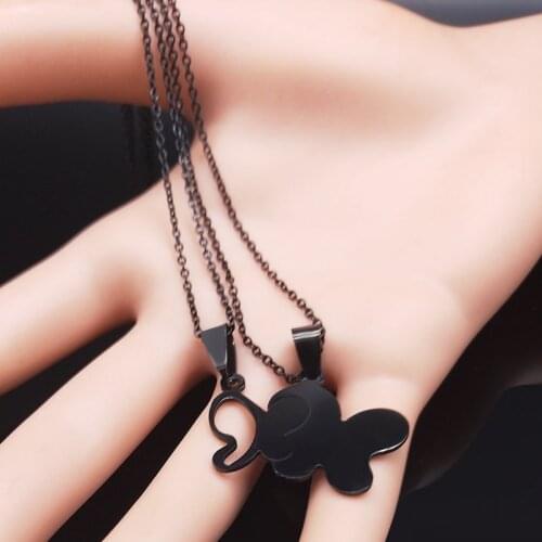 2PCS 2021 Love Butterfly Stainless Steel Necklace Women Black Color Necklaces Jewelry acero inoxidable joyeria mujer N19414S03