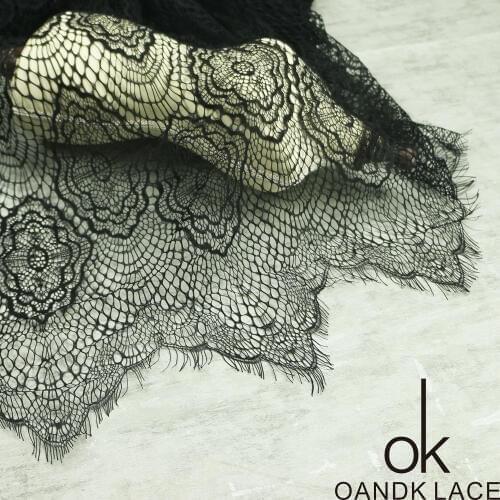 3 meter/ lot Eyelash Lace Fabric width 150 cm DIY Decorative High Quality Soft Off Nylon Eyelash Lace Trim Wedding Dress Fabric